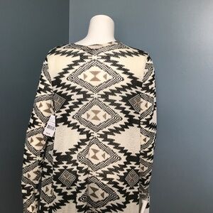 Yellowstone inspired One A open cardigan Aztec print black and cream